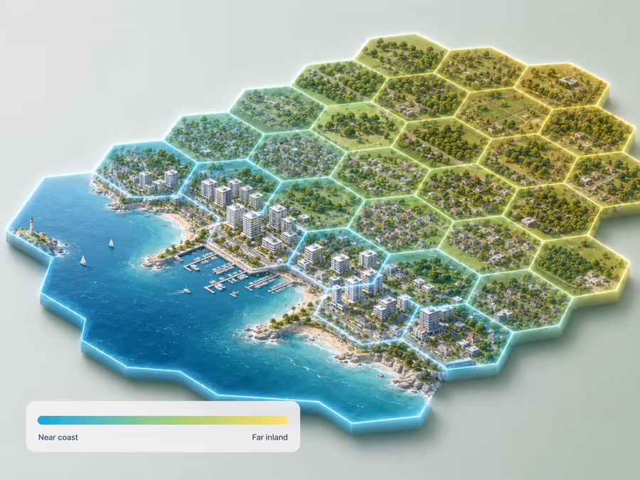 Distance to sea layer preview